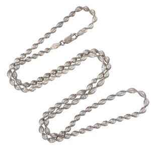 Vintage FAS Italy Sterling Silver 925 Twisted Chain Necklace 24.5”